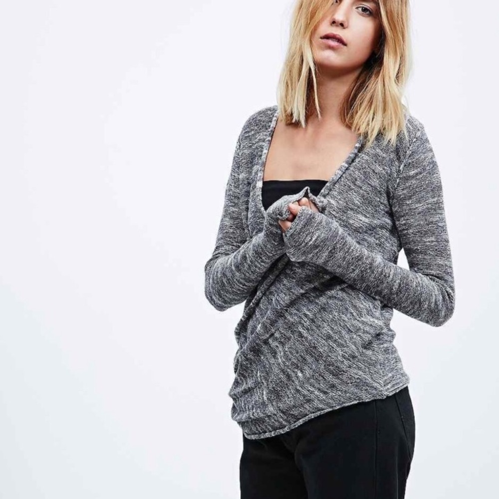 Free People Grey Sweater Wrap Top